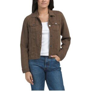 NICOLE MILLER NEW YORK Linen Lyocell Blend Jean Jacket